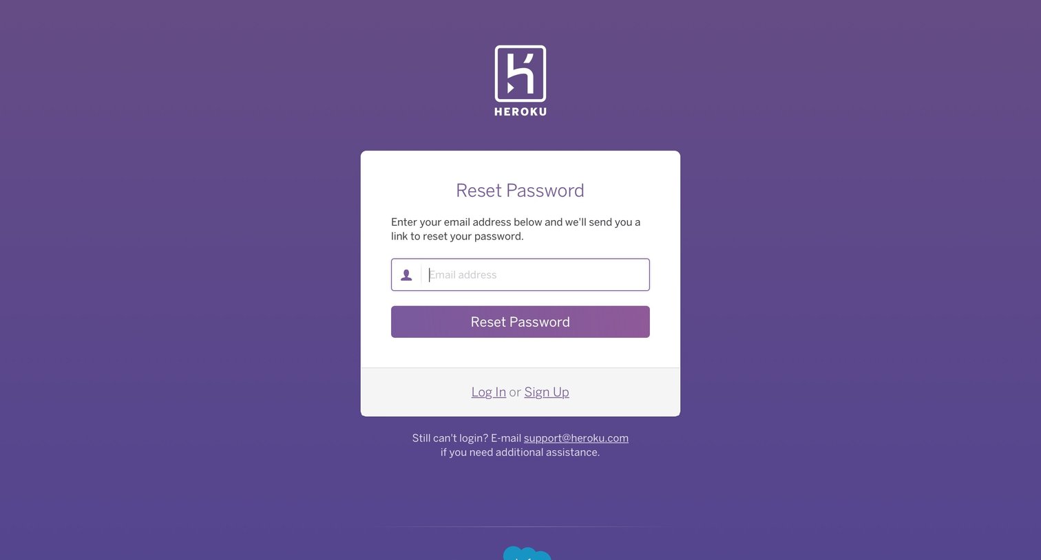 Heroku - Password reset screen