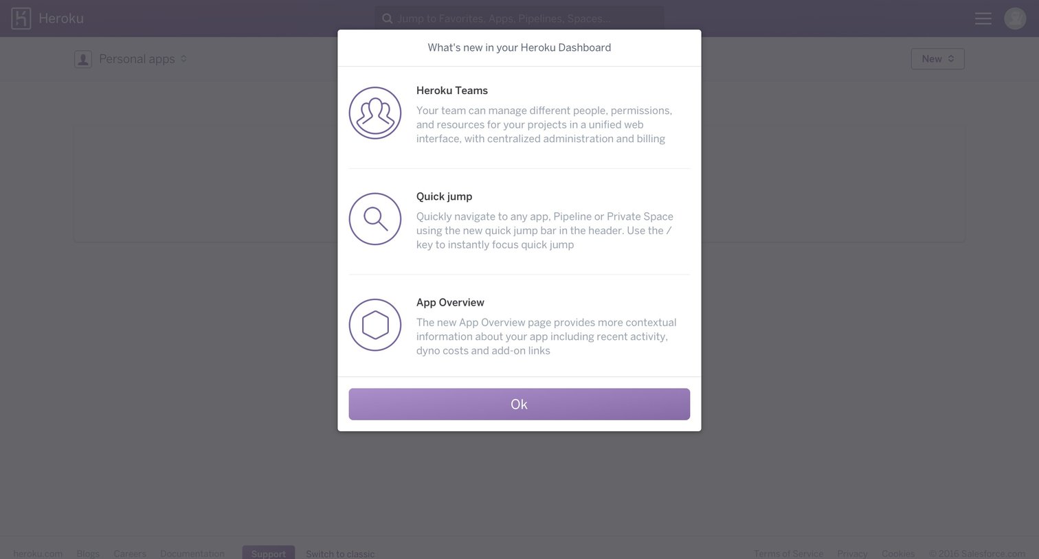 Heroku - Popover screen