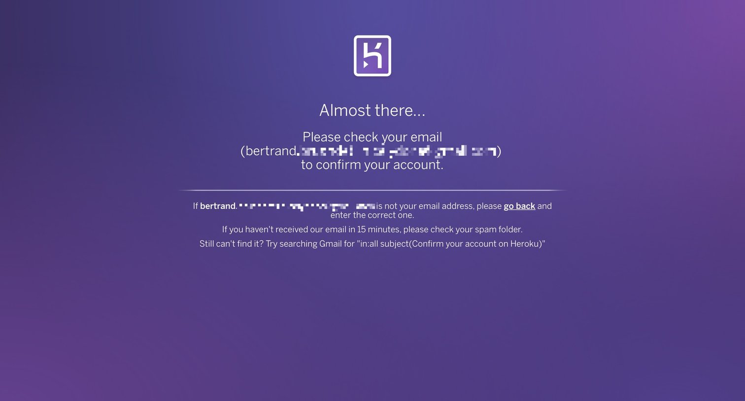 Heroku - Sign up screen