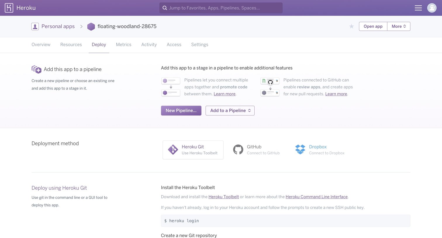 Heroku - Single screen
