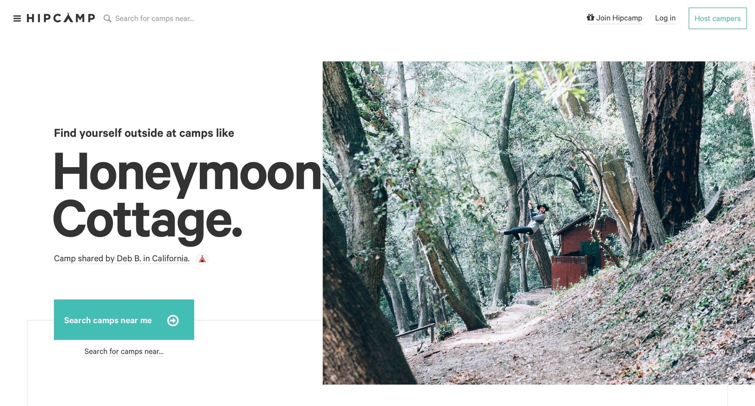 Hipcamp - Landing page screen