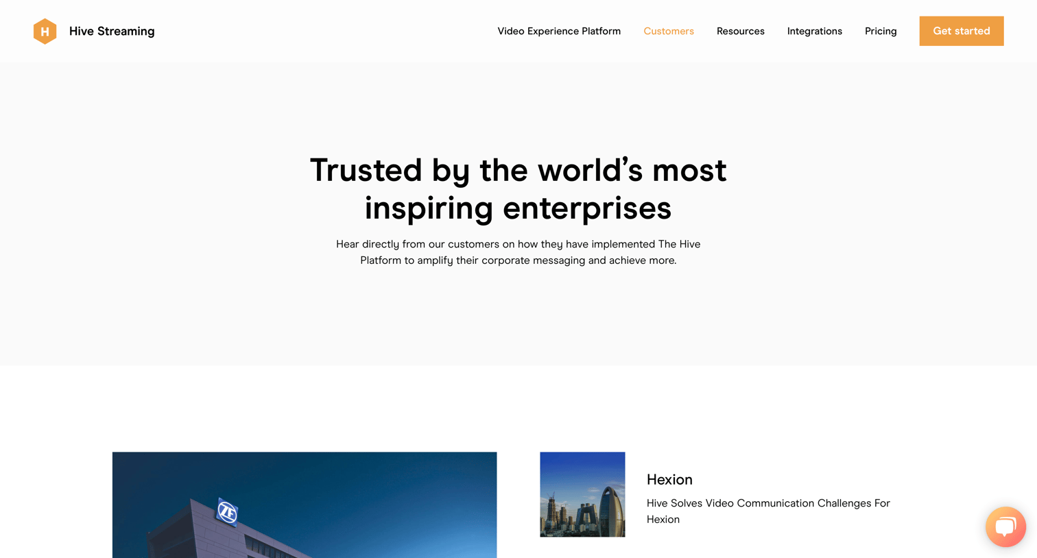 Hive streaming - Customers — Hive Streaming screen