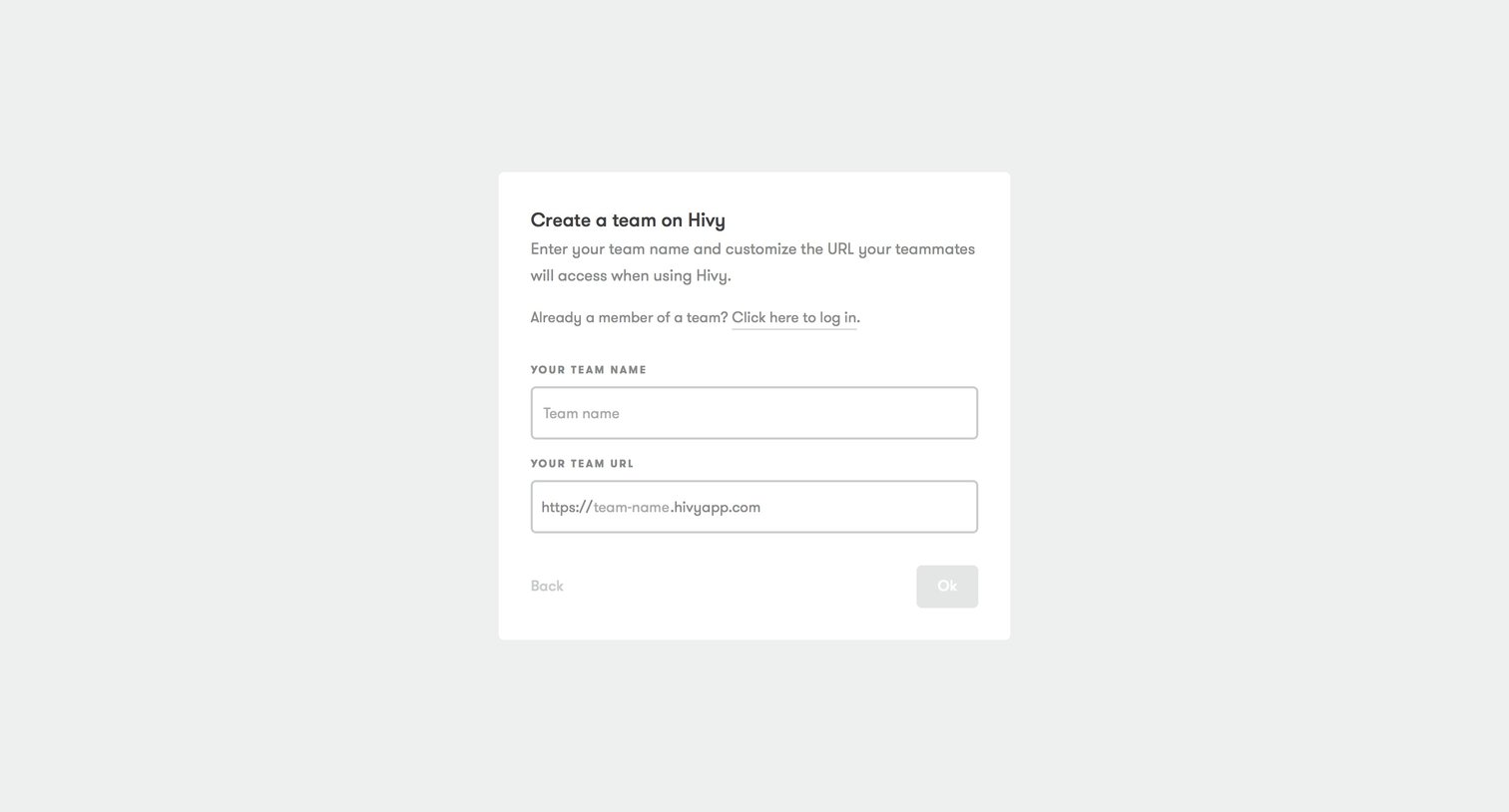 Hivy - Sign up screen