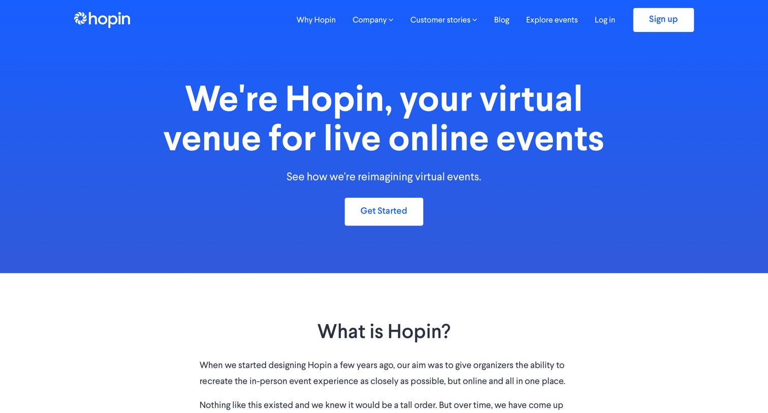Hopin - About us | Hopin screen