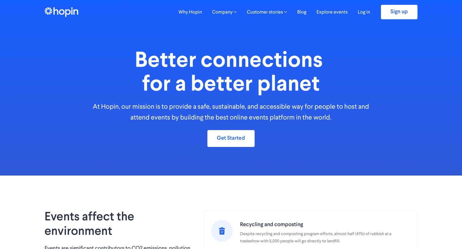 Hopin - Our mission | Hopin screen