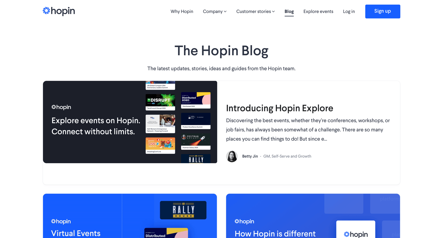 Hopin - Blog | Hopin screen