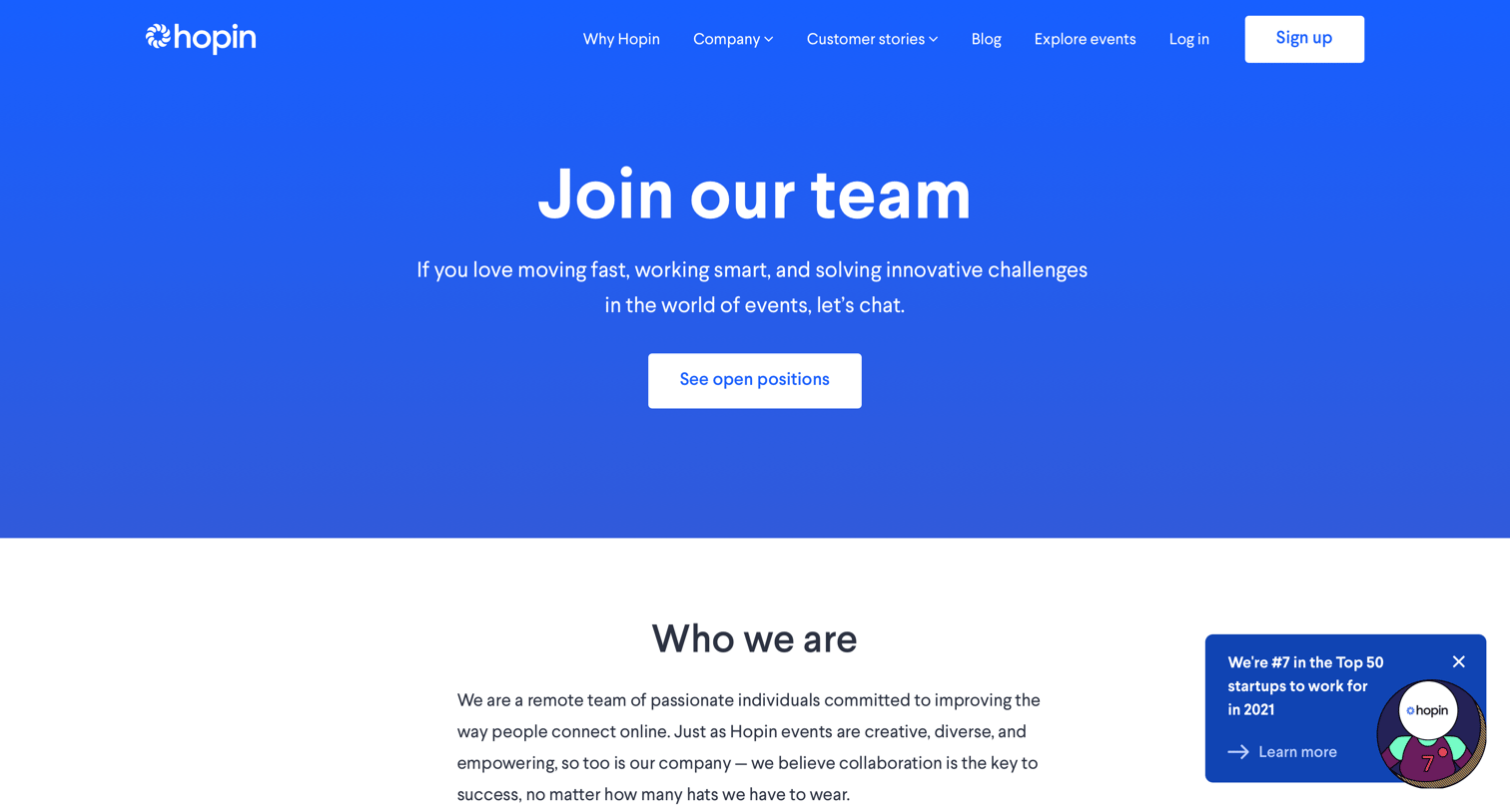 Hopin - Careers | Hopin screen
