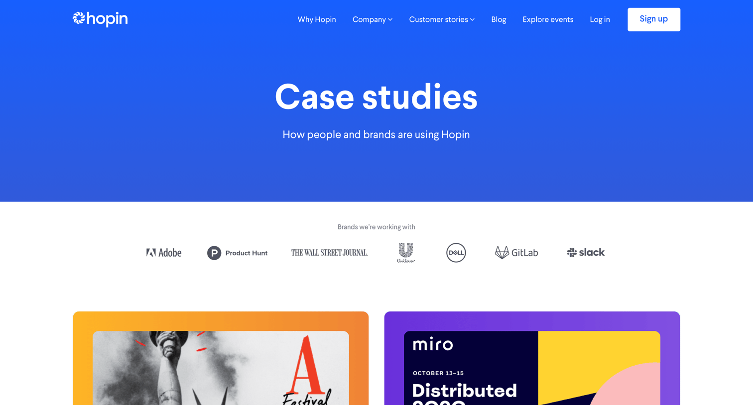 Hopin - Case studies | Hopin screen
