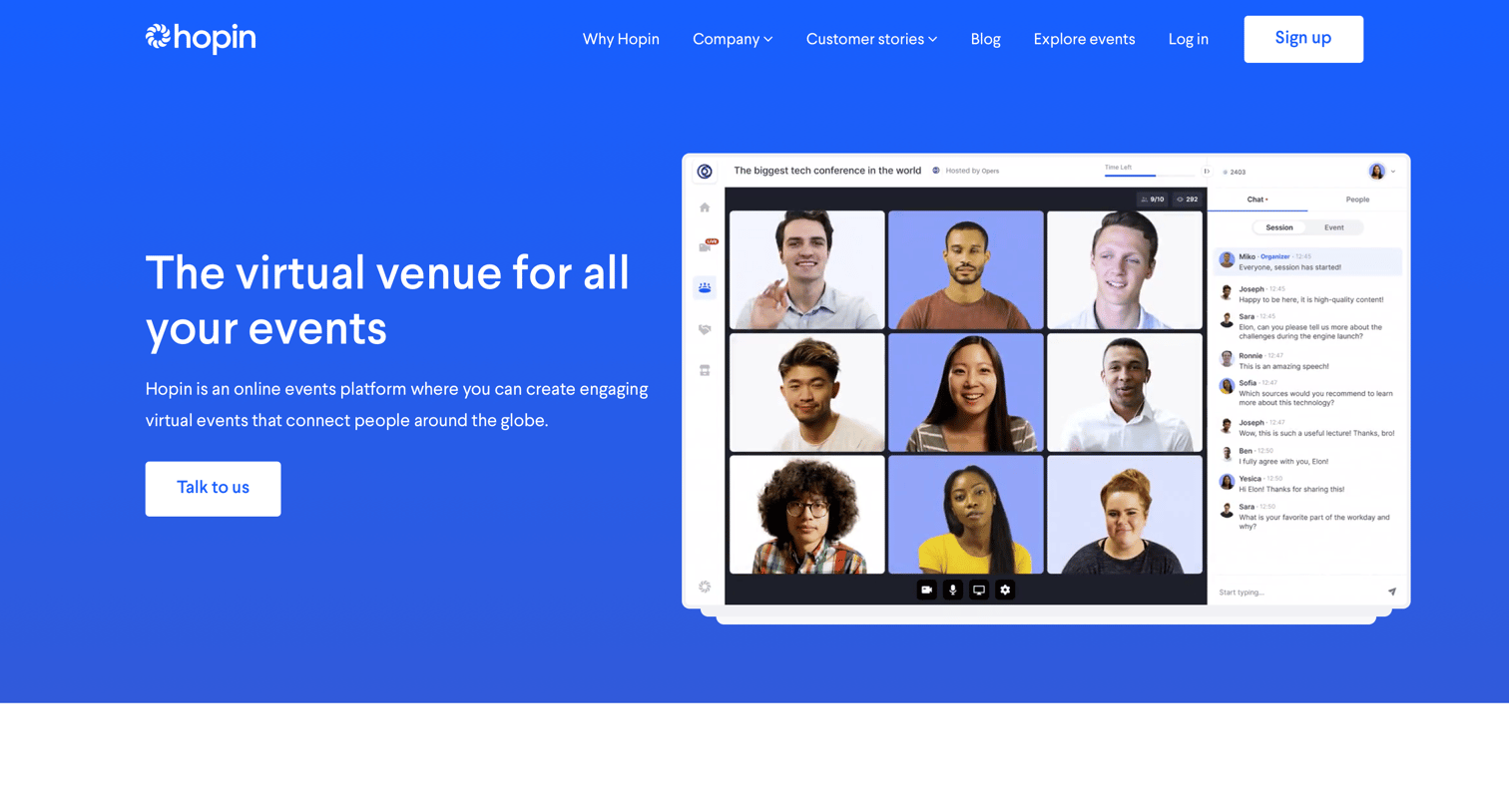 Hopin - Hopin. Online venue for virtual events screen