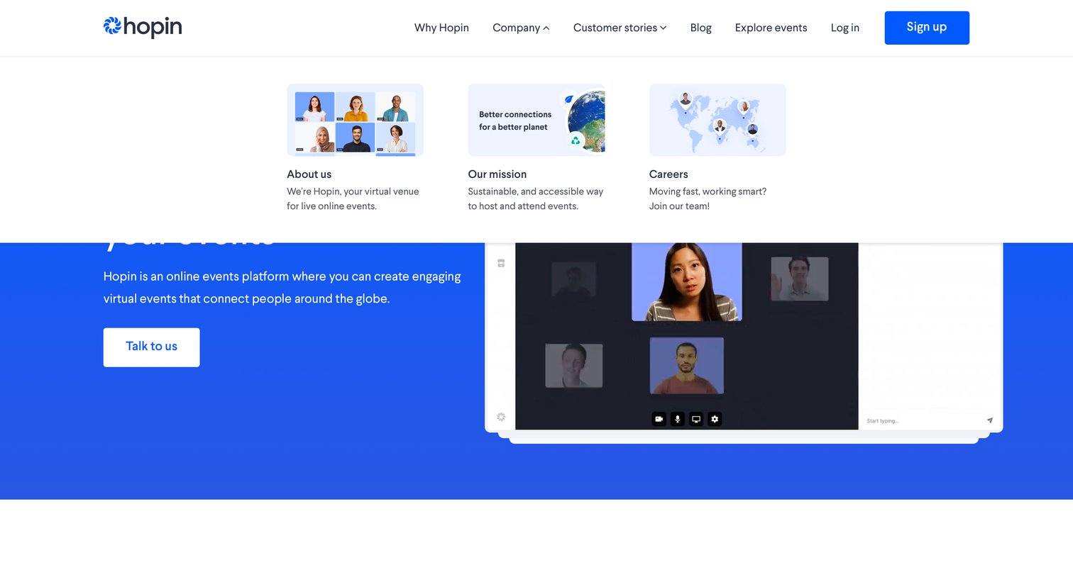 Hopin - Hopin. Online venue for virtual events screen