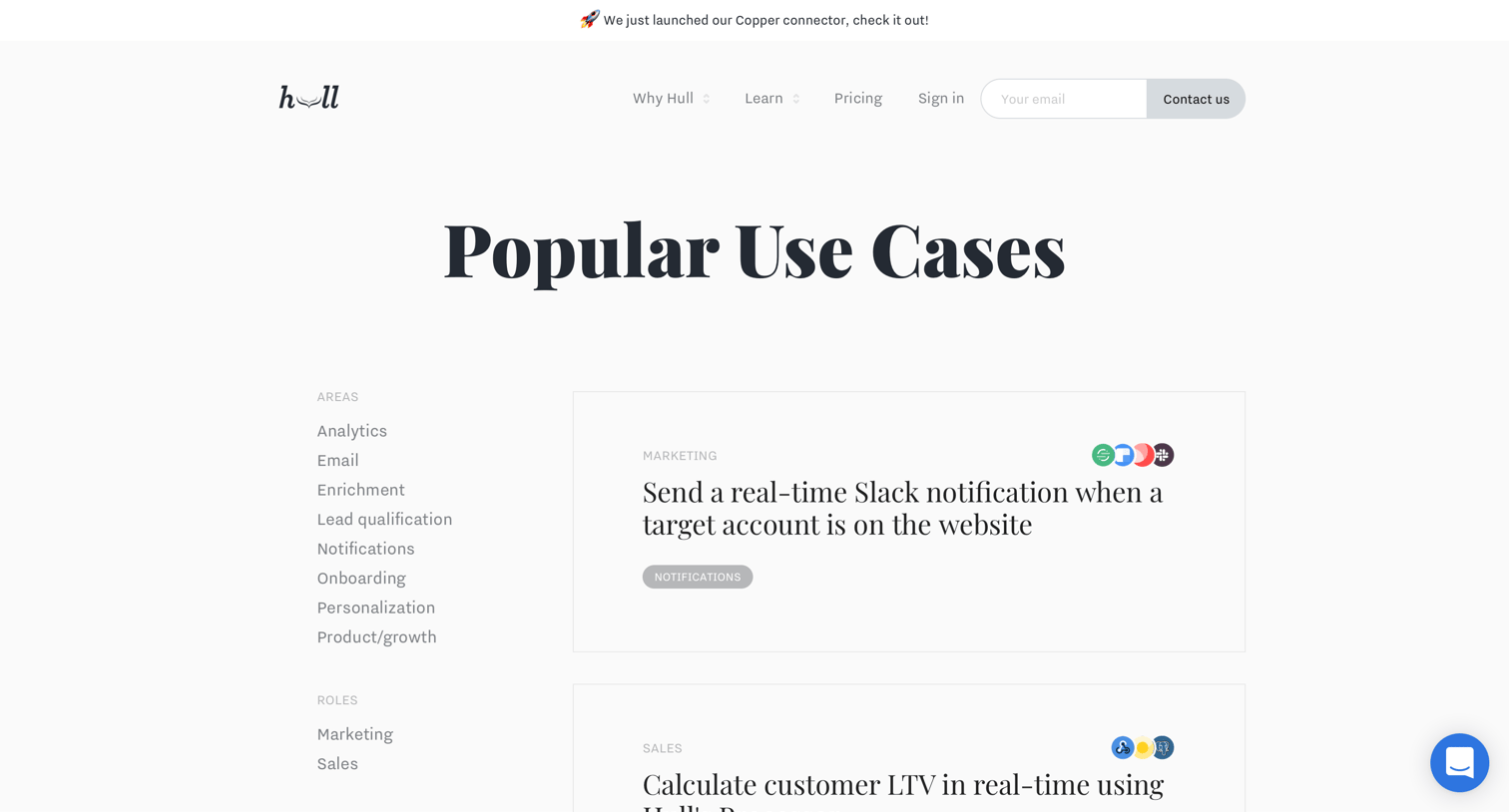 Hull - Popular Customer Data Platform Use Cases screen