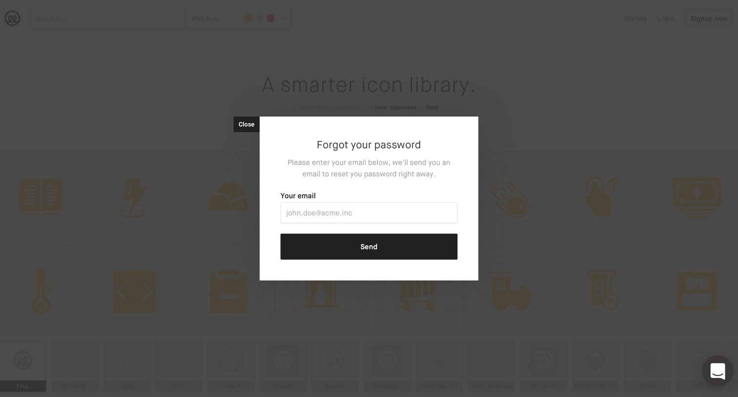 Password reset from Illustrio