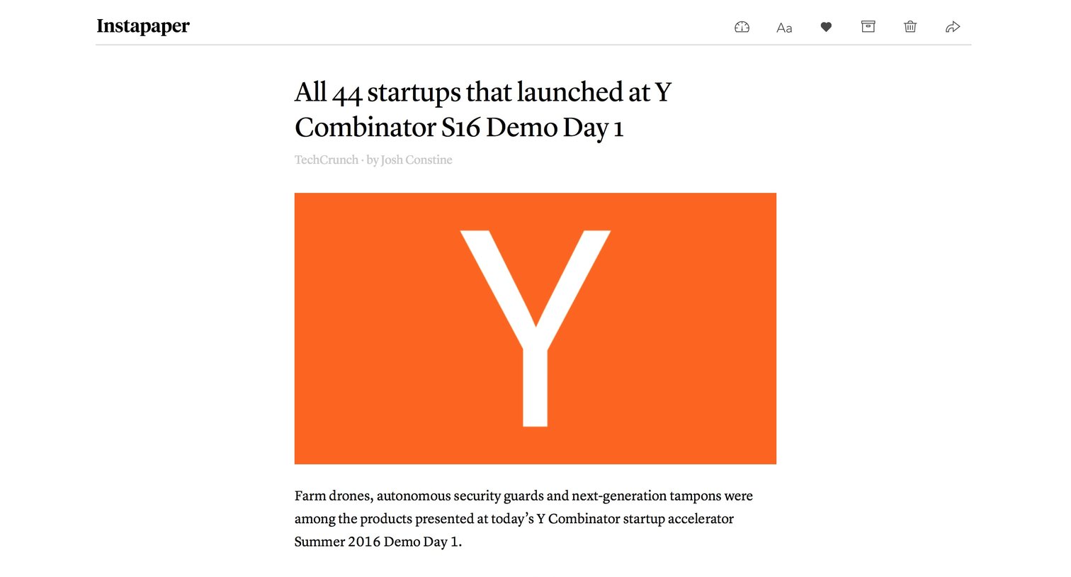 Instapaper - Single screen