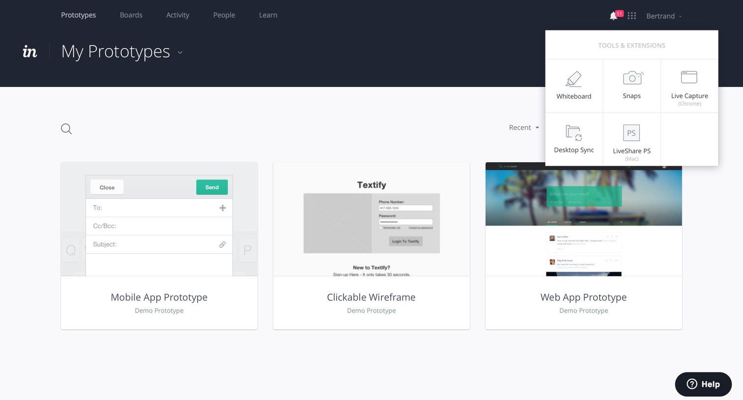 Invision - Dropdown screen