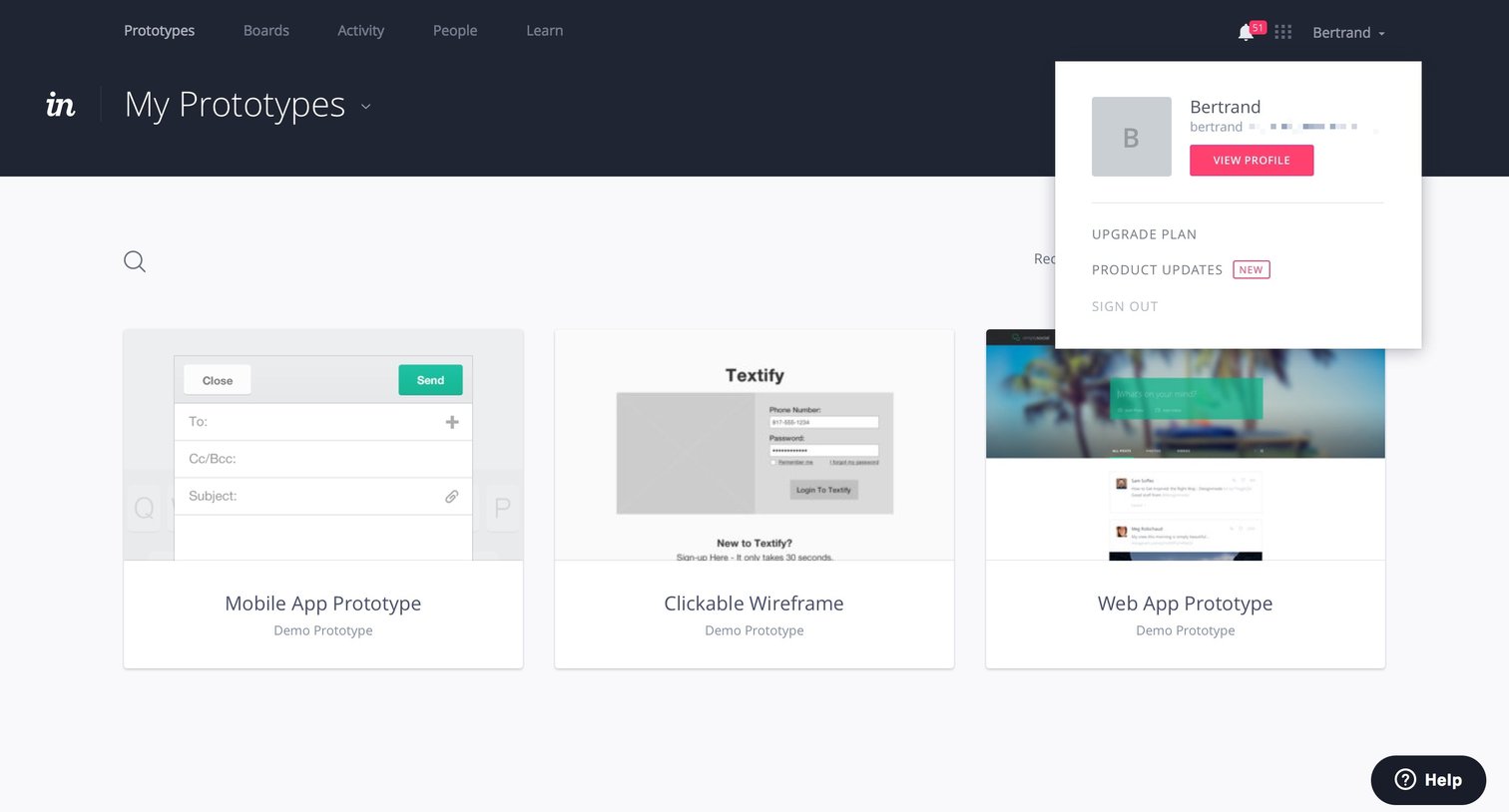 Invision - Dropdown screen