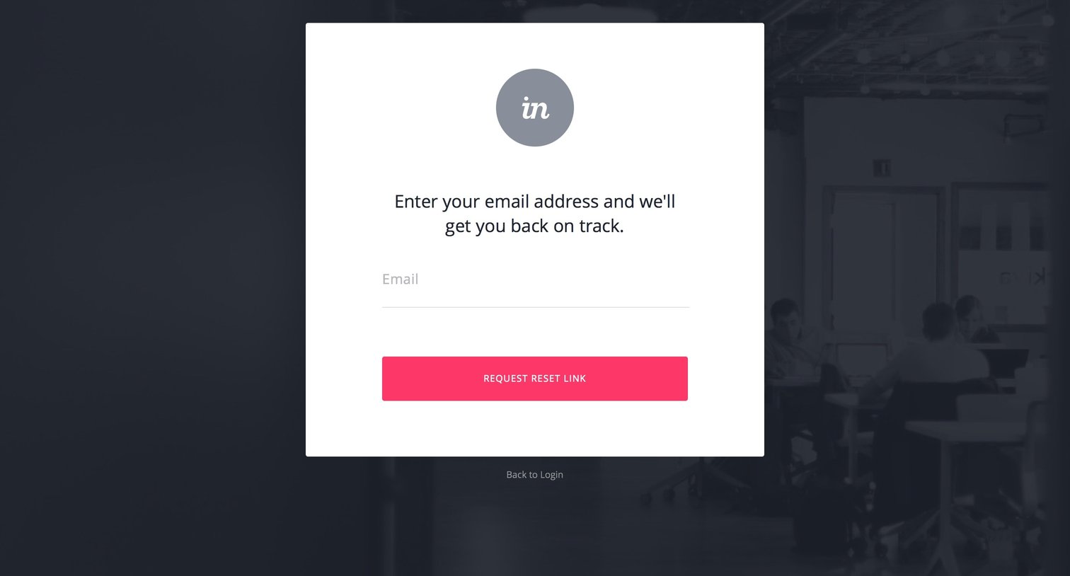 Invision - Password reset screen