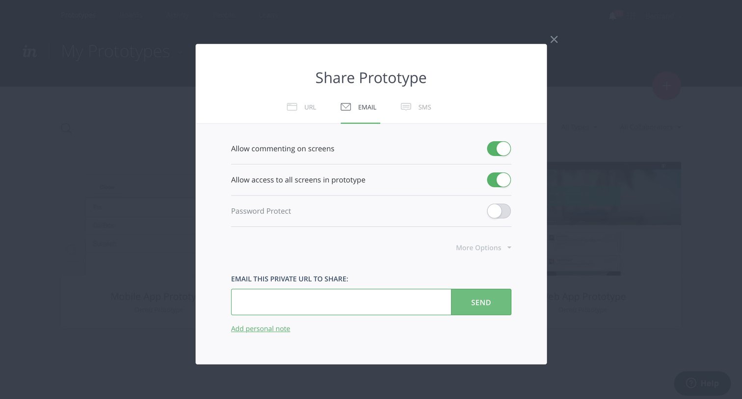 Invision - Share screen