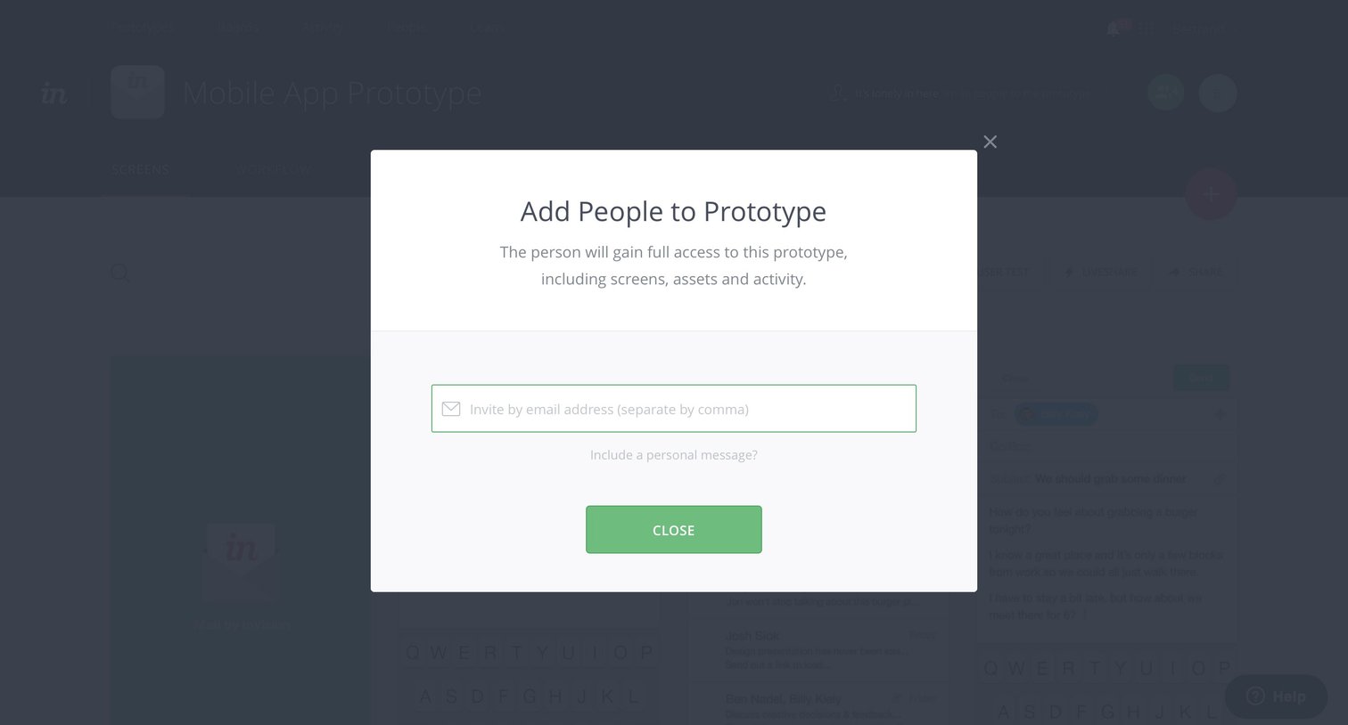 Invision - Team screen