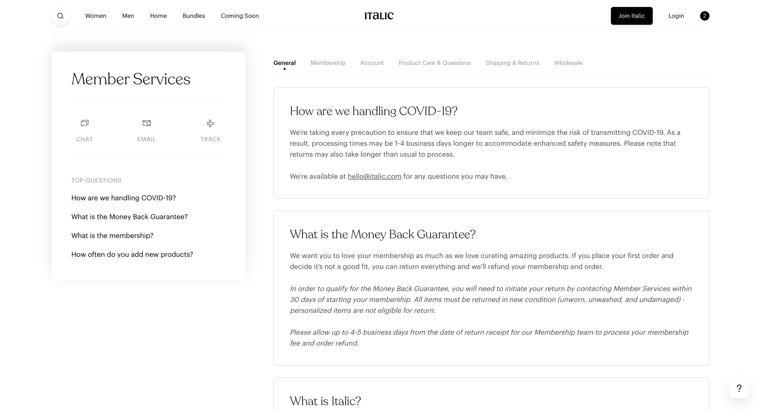 Italic - Frequently Asked Questions (FAQ) from Italic