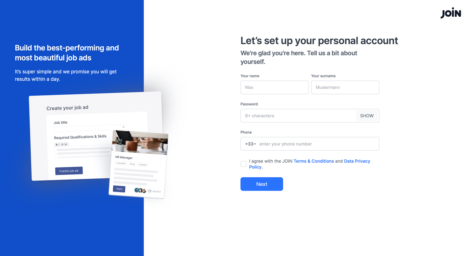 Join - JOIN screen