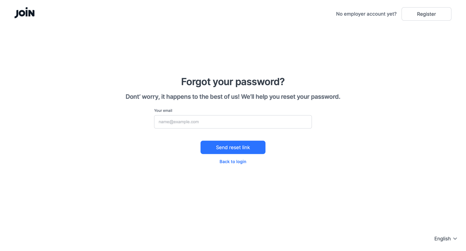 Join - Reset password | JOIN screen