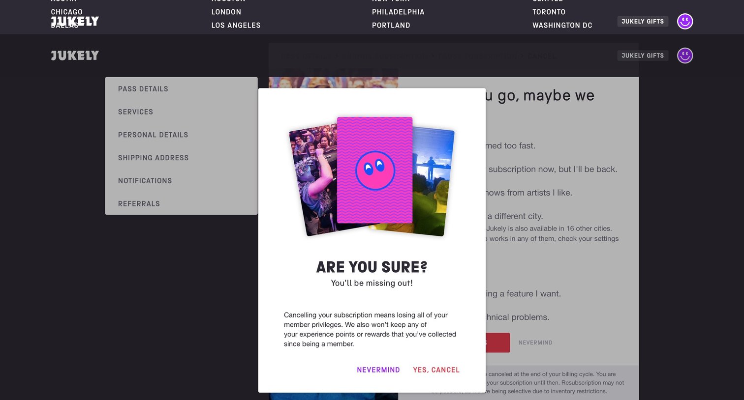 Jukely - Popover screen
