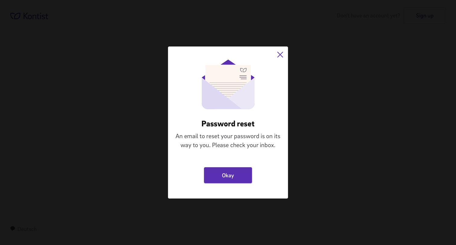 Password reset from Kontist
