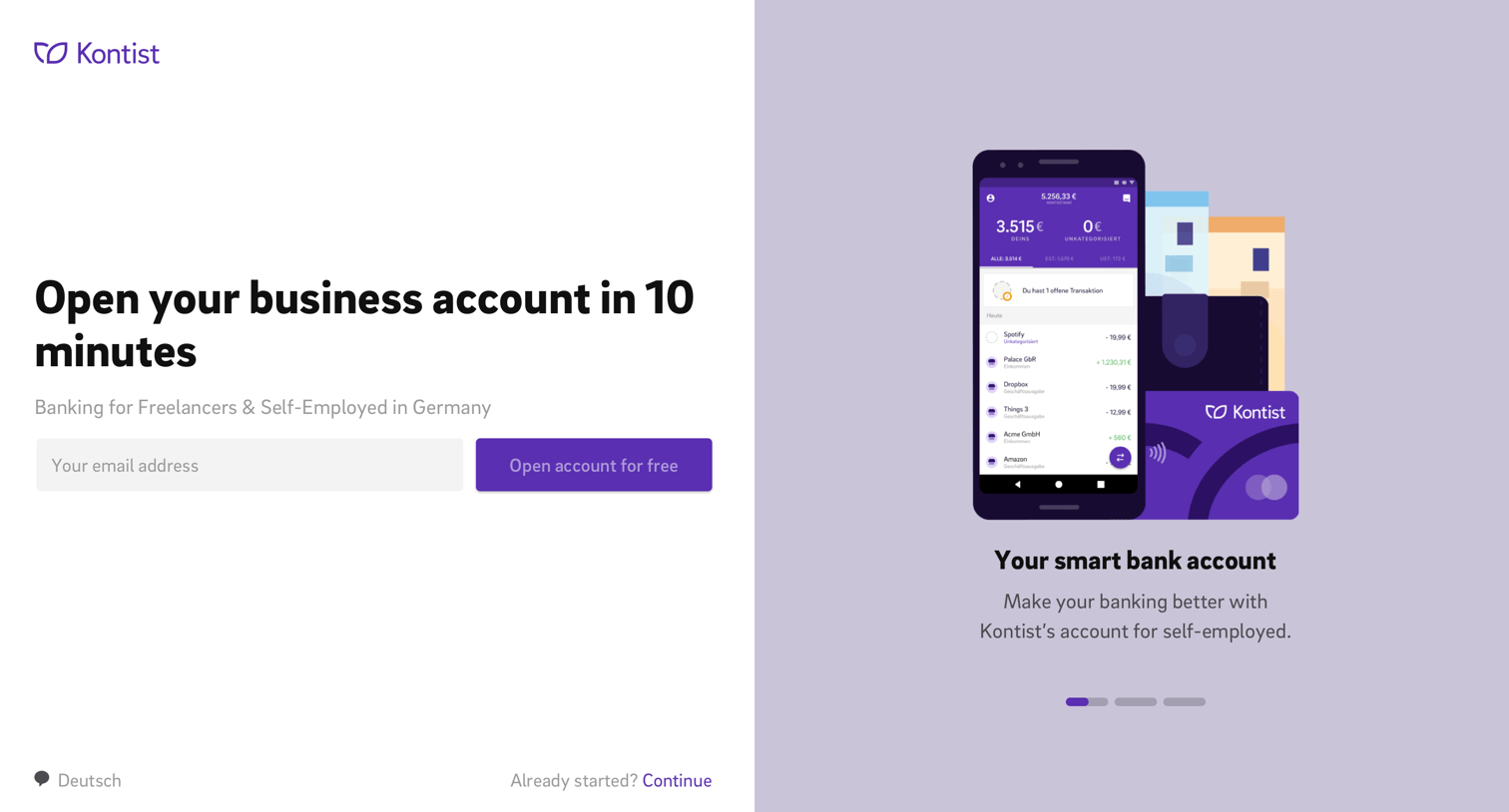 Sign up from Kontist