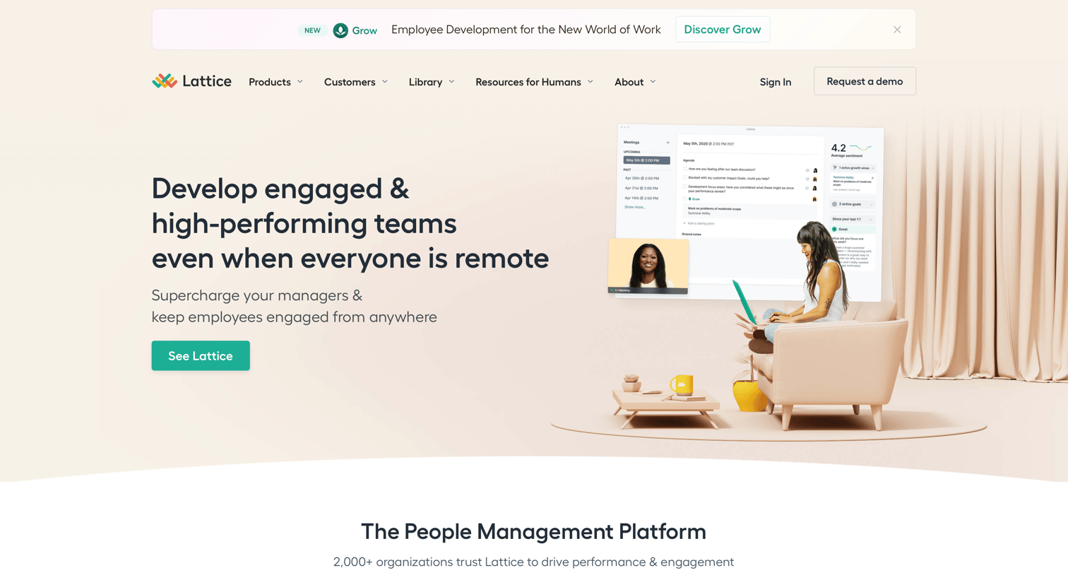 Lattice - Landing page screen