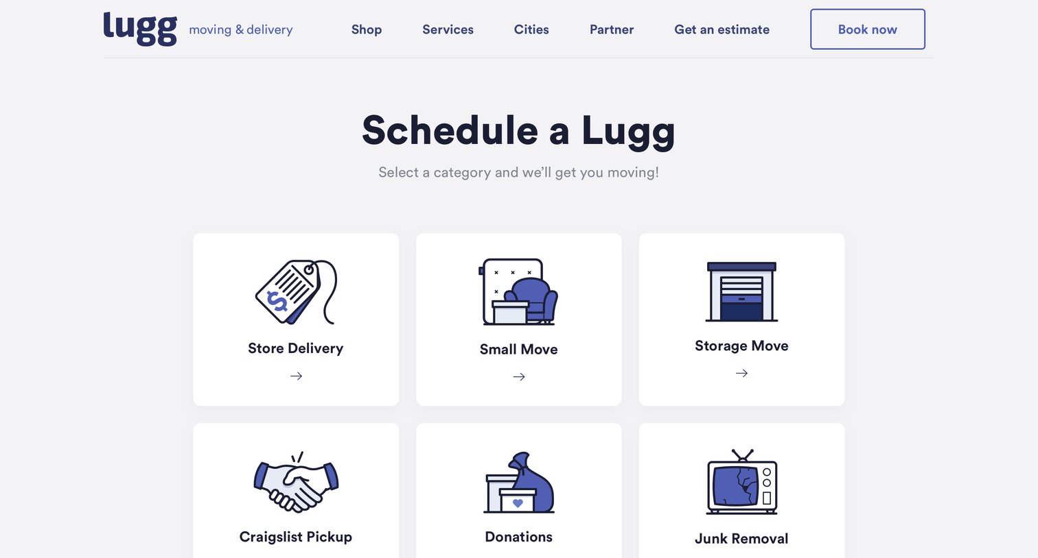 Lugg - Schedule a Lugg screen