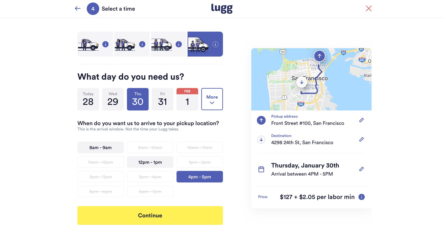 Lugg - Select date screen