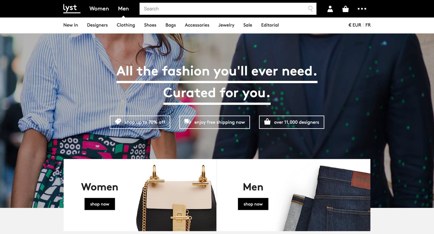 Lyst - Landing page screen