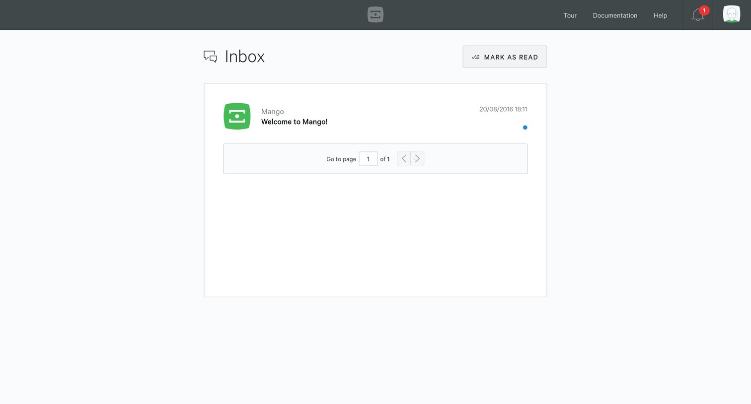 Mango - Notifications screen