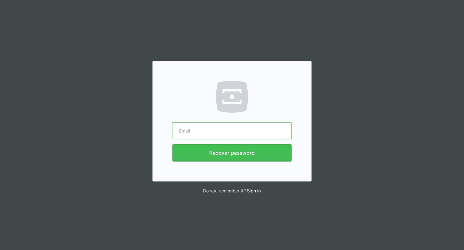 Mango - Password reset screen