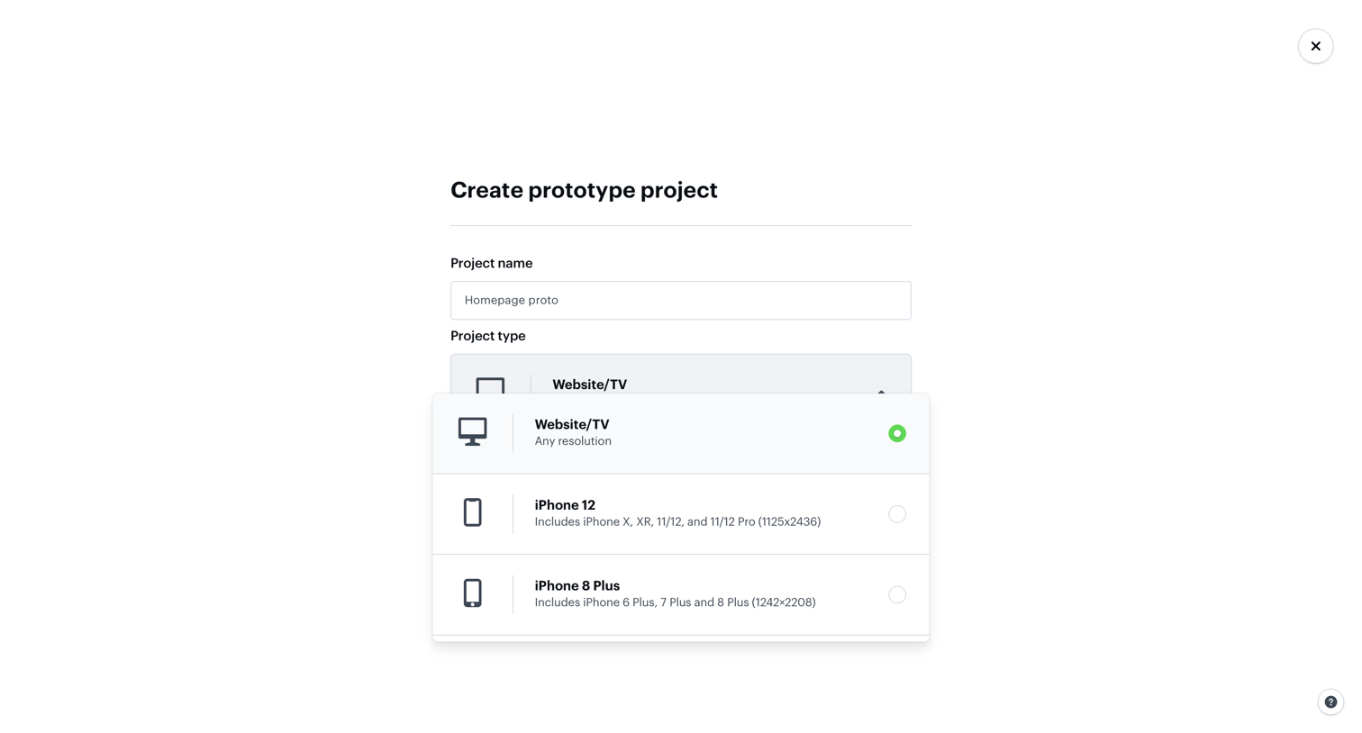 Marvel - Create a prototype project | Marvel screen