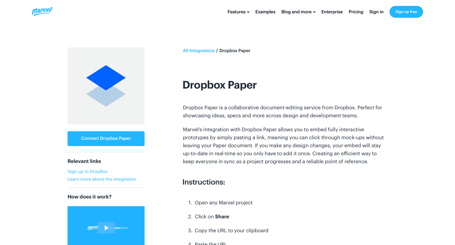 Marvel - Marvel & Dropbox Paper | Embed Prototypes screen