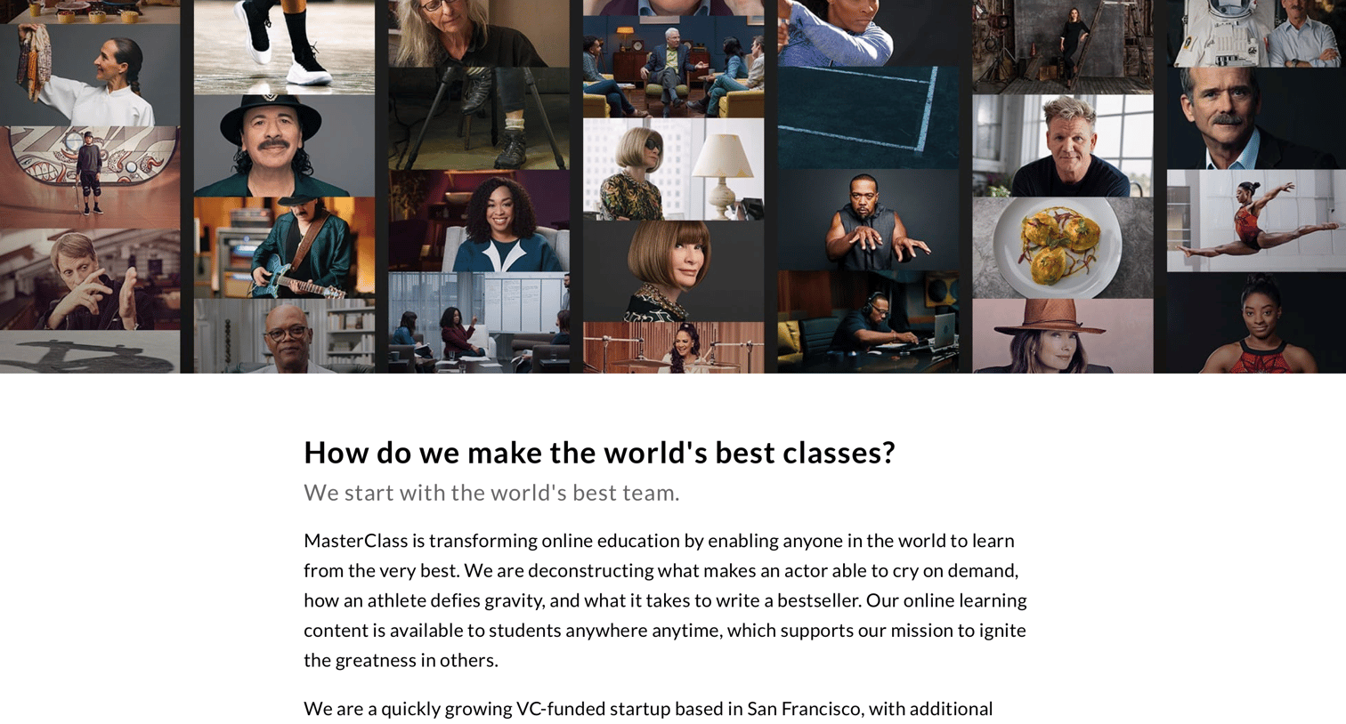 Masterclass - Careers screen