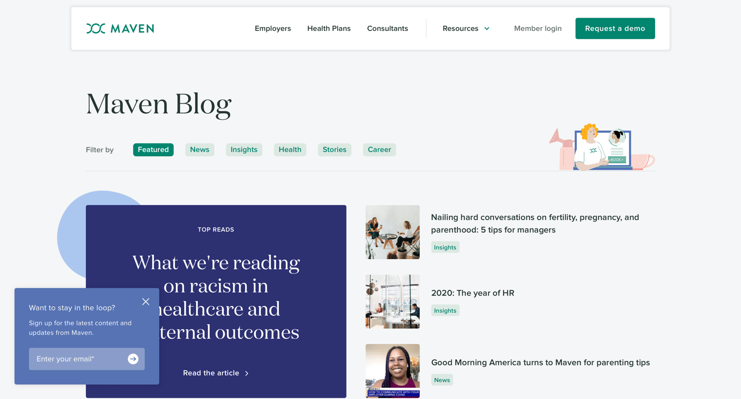 Maven - Maven Blog screen