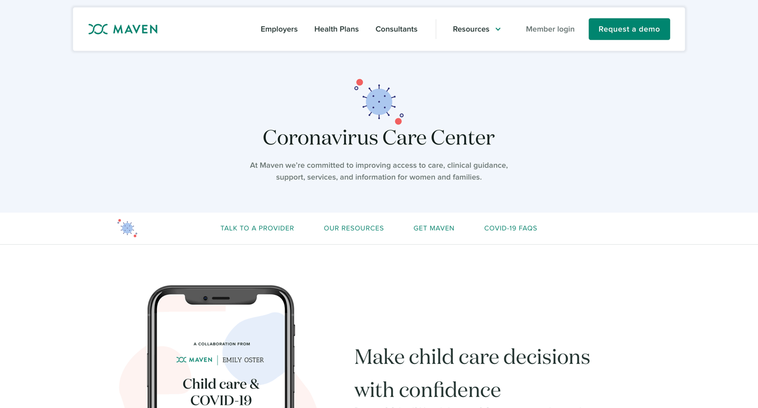 Maven - COVID-19 - Coronavirus Care Center screen
