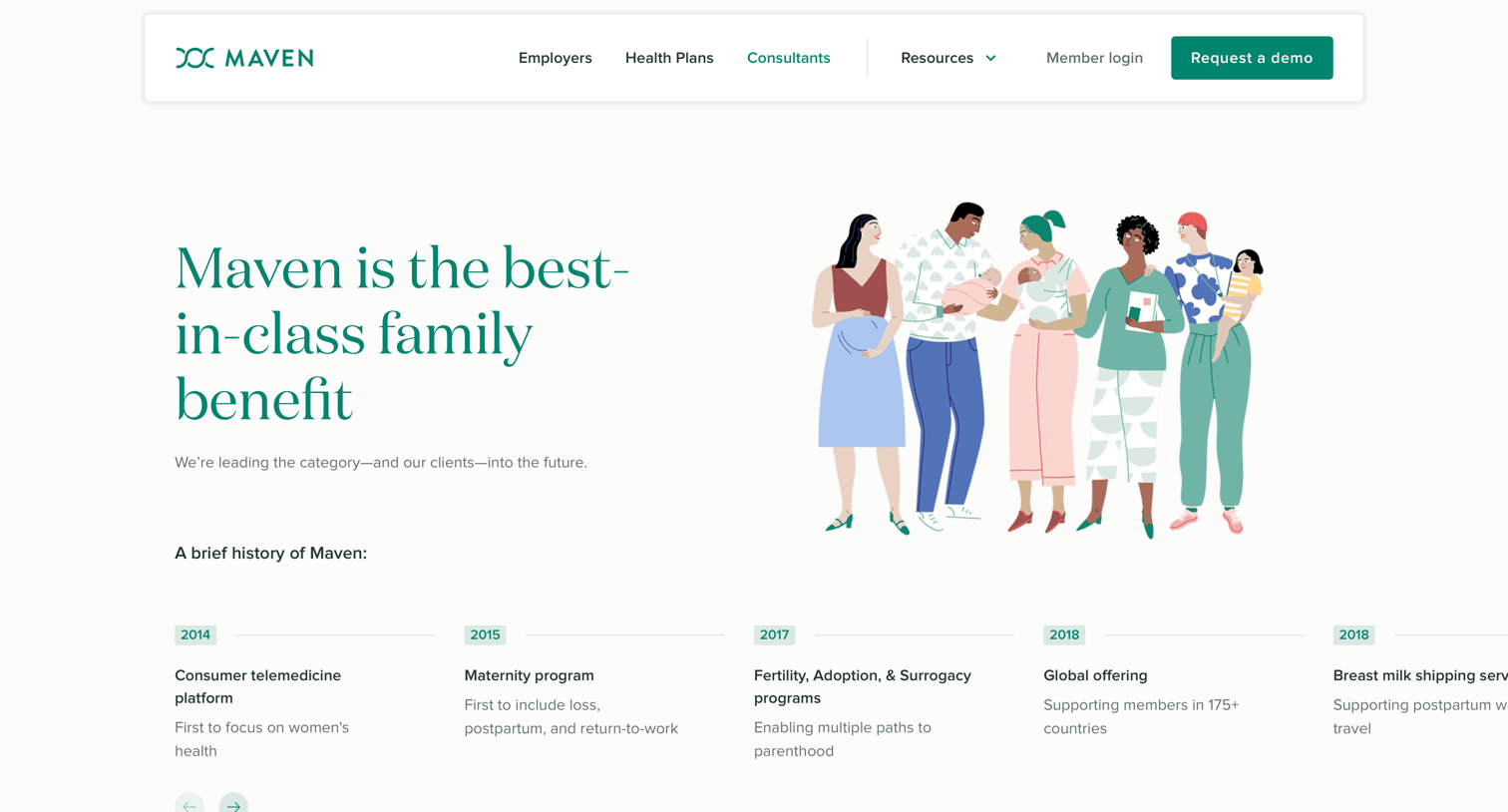 Maven - Maven for Consultants – Pregnancy, Postpartum, and Back-To-Work Programs | Maven. The Digital Clinic for Women. screen
