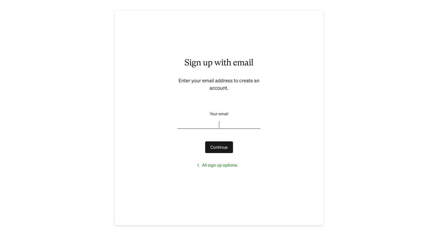 Medium - Sign in screen