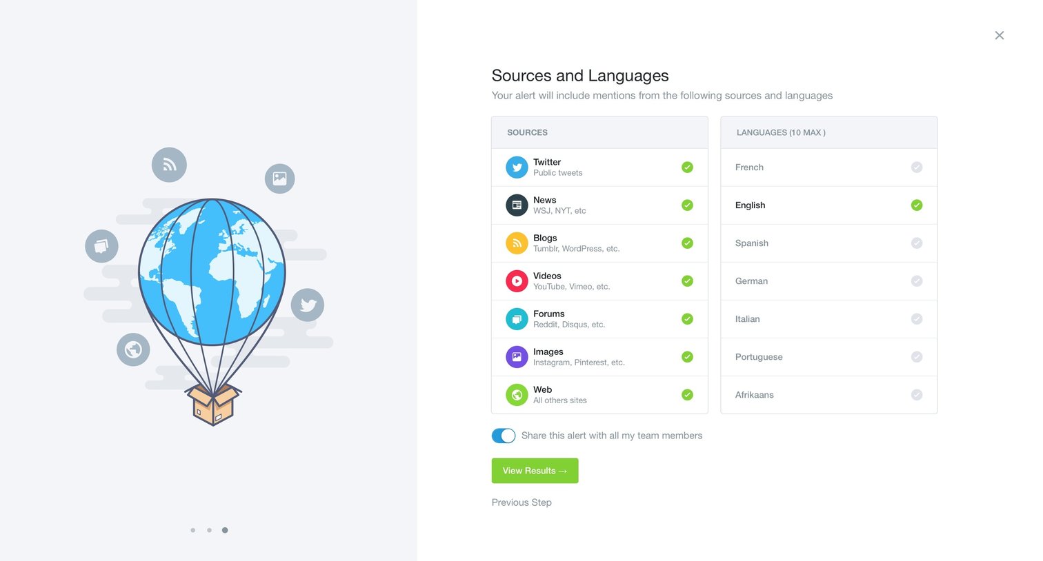 Mention - Onboarding screen
