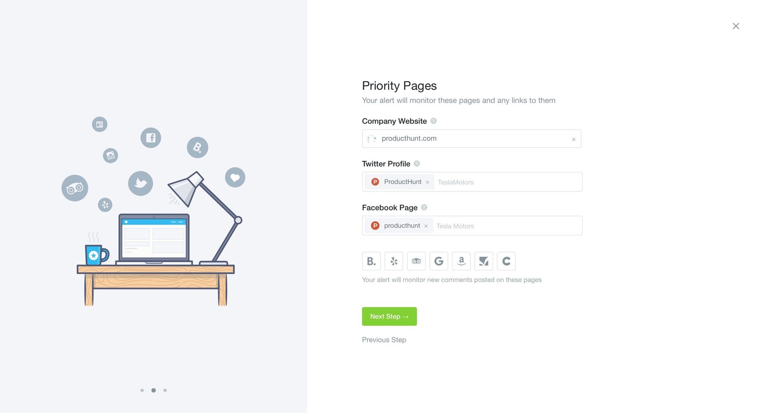 Mention - Onboarding screen