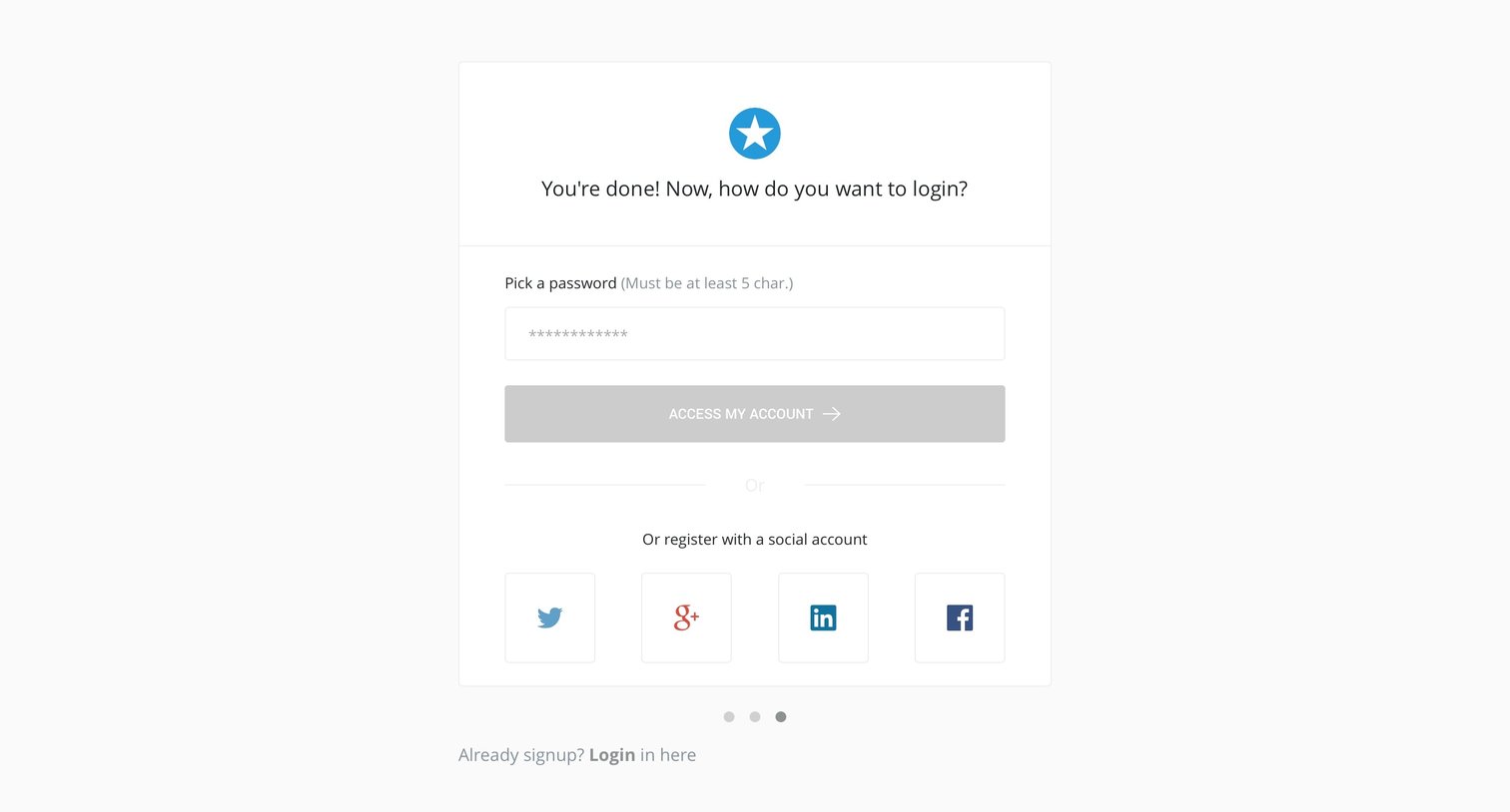 Mention - Sign up screen