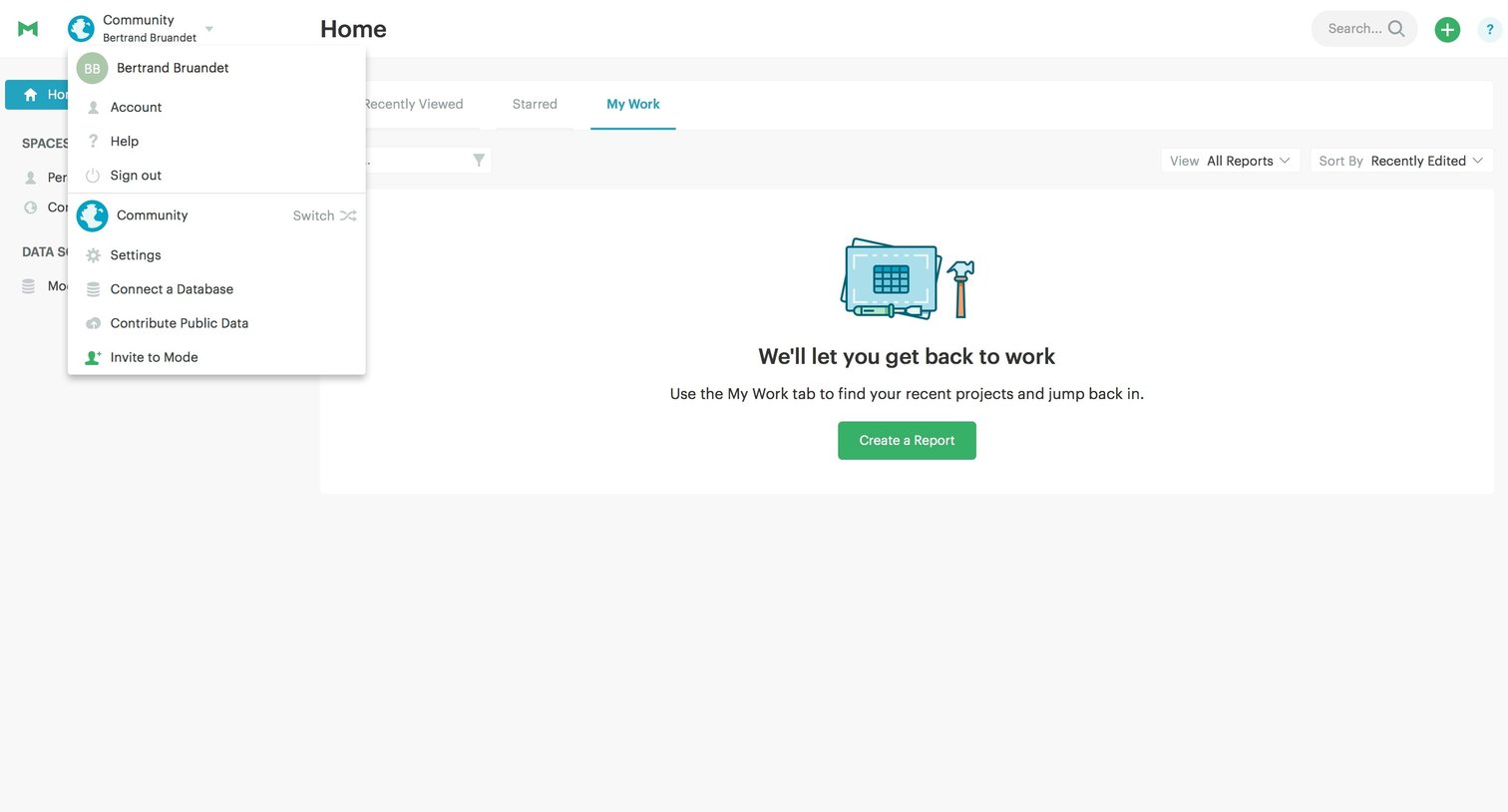 Mode - Dropdown screen