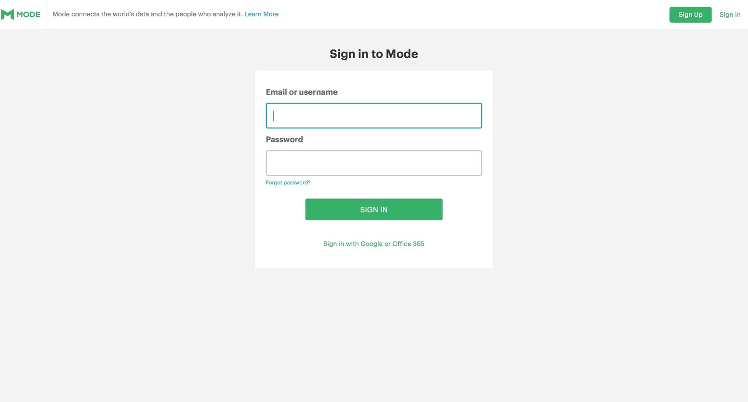 Mode - Sign in screen