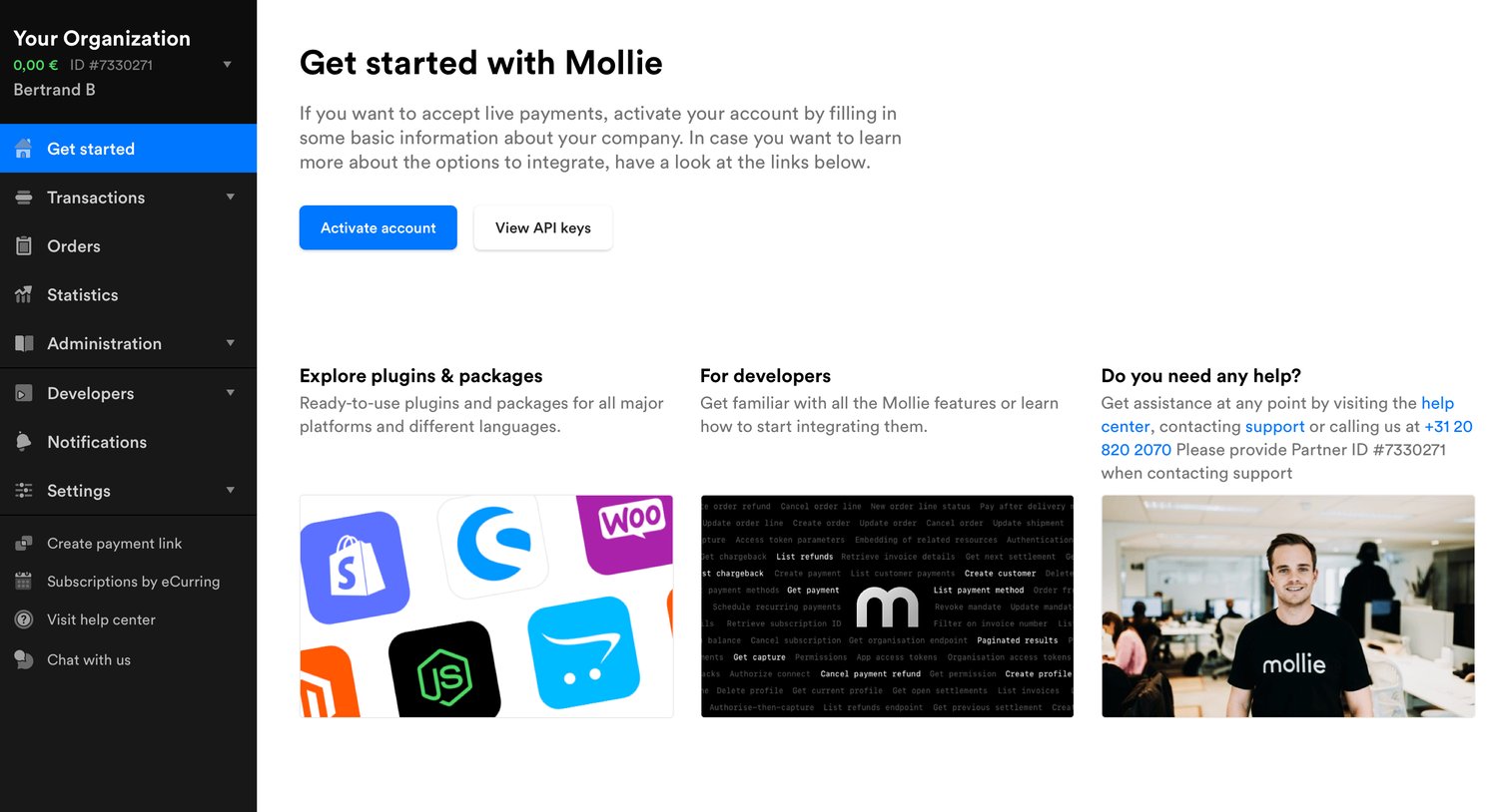 Homepage from Mollie