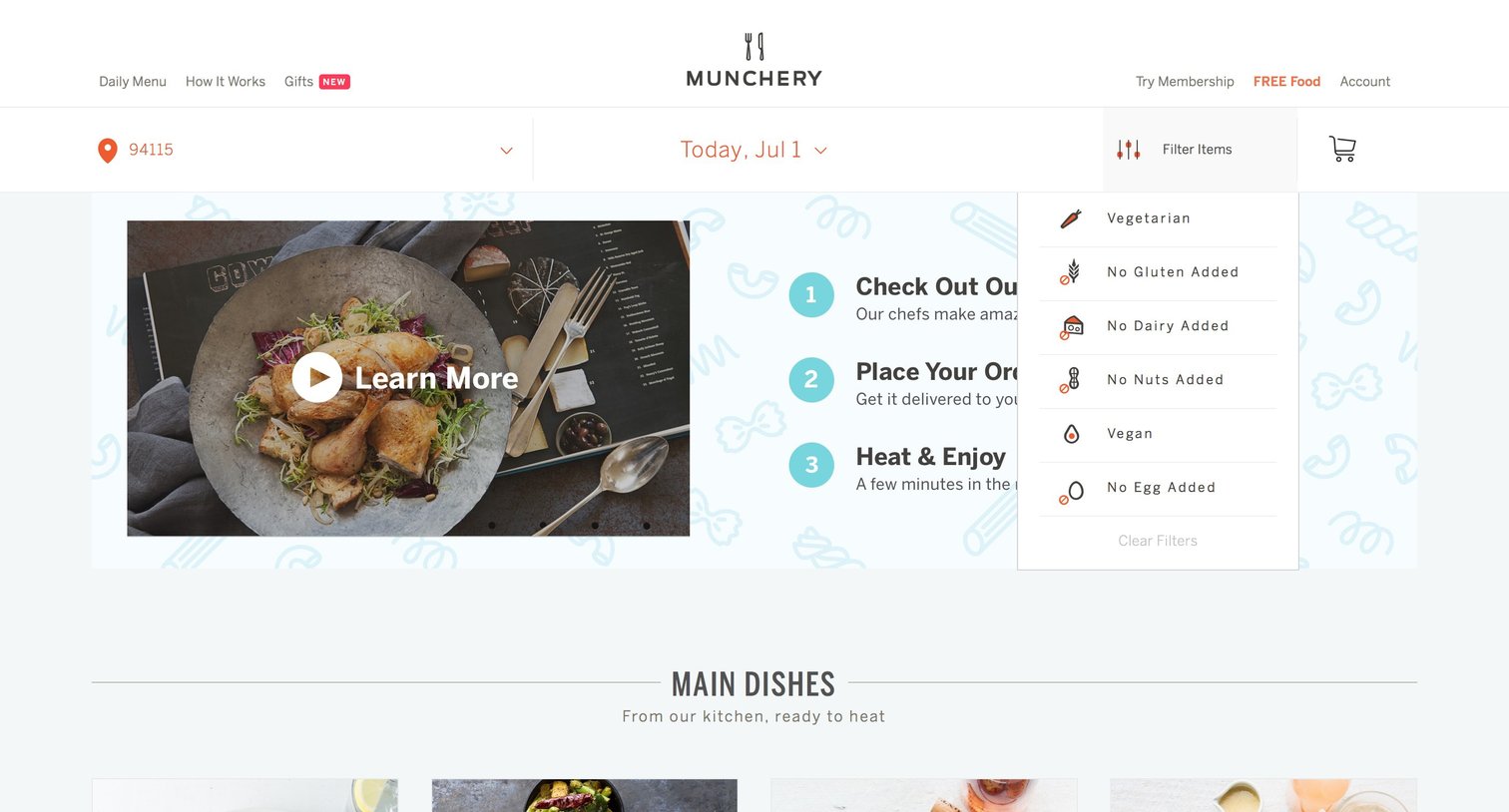 Munchery - Dropdown screen