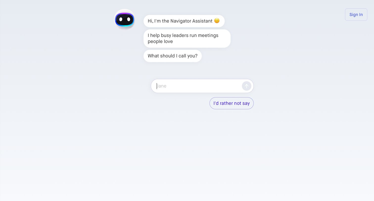 Navigator - Sign up screen