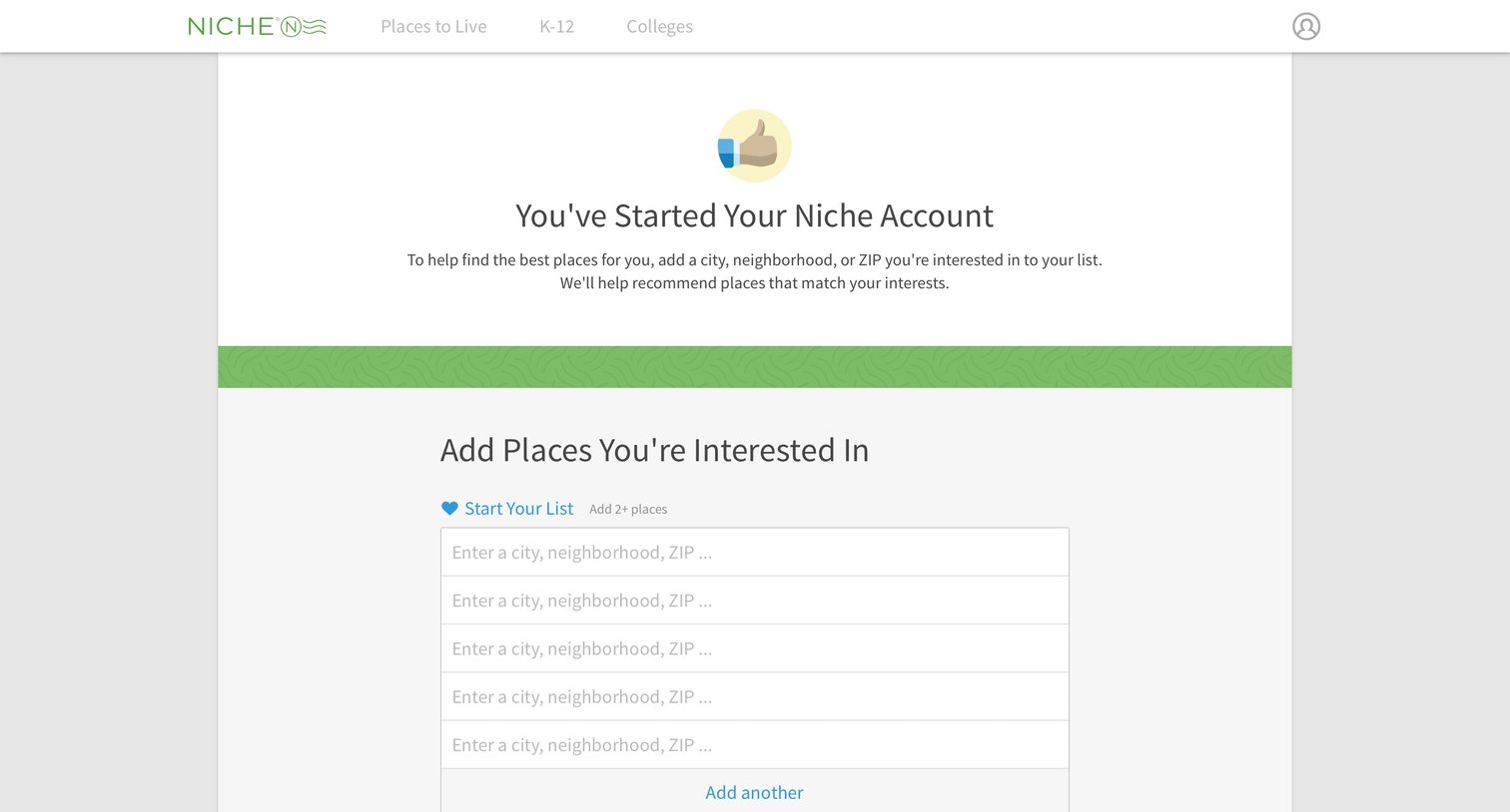 Niche - Onboarding screen